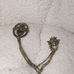 Elegant Silver Brooch and Chain Set